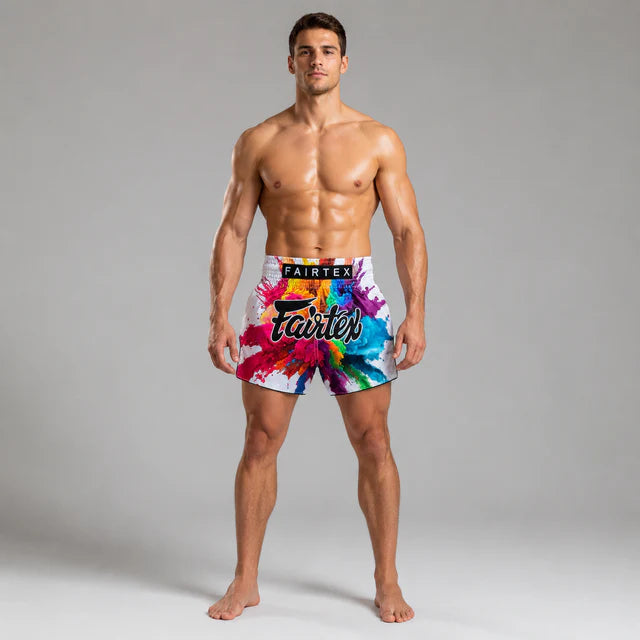 Fairtex Muay Thai Shorts - BS1939 White Funky Soul