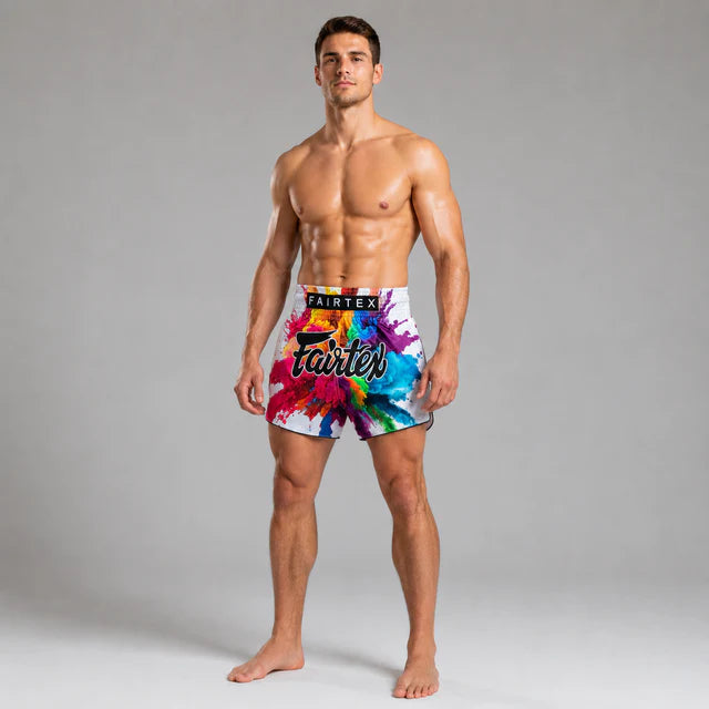 Fairtex Muay Thai Shorts - BS1939 White Funky Soul